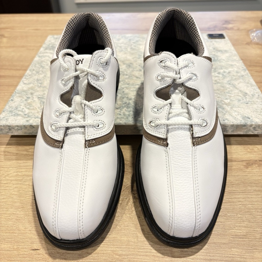 FootJoy Ecomfort Leather Golf Shoes Women's White Brown  7m new